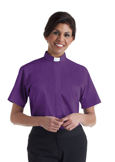 Picture of Murphy Women's Short Sleeve Tab Collar Clergy Blouse Church Purple - 16